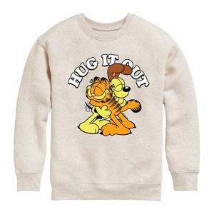 Boys' - Garfield - Hug It Out Graphic Long Sleeve Fleece Sweatshirt - 1 of 4
