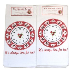 Decorative Towel Always Time For Tea Set / 2 100% Cotton Kitchen Clock Vl117*Vl117 24.0 Inch Always Time For Tea Set / 2 100% Cotton Kitchen Clock - 1 of 3