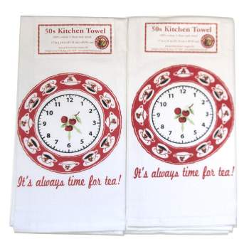 Decorative Towel Always Time For Tea Set / 2 100% Cotton Kitchen Clock Vl117*Vl117 24.0 Inch Always Time For Tea Set / 2 100% Cotton Kitchen Clock