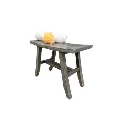 Satori Antique Gray Wide Teak Wood Spa Shower Bench, 26"