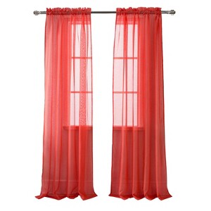 RT Designer Collection Celine Sheer Luxurious Modern Design Curtain Panel 54" x 84" Red - 1 of 4
