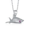 Guili Rhodium-Plated with Ruby and Cubic Zirconia Ice-Out Shark Pendant, A Fierce and Chic Statement Necklace, Perfect for Trendsetters - 2 of 3