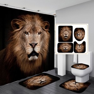 Lion Shower Curtains for Bathroom Waterproof Fabric Bath Curtain Durable Soft Stylish Bathroom Decor 72x72 Inch - 1 of 1