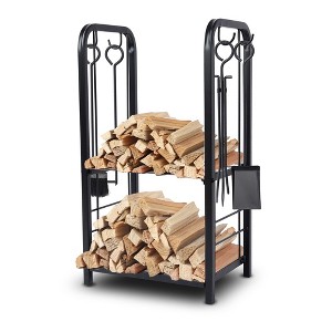 Firewood Rack Holder for Outdoor Use with Sturdy Steel Construction, Weather-Resistant Finish, Large Capacity - 1 of 4