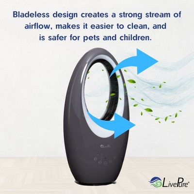 Black Bladeless Remote Controlled Oscillating Pedestal Fan