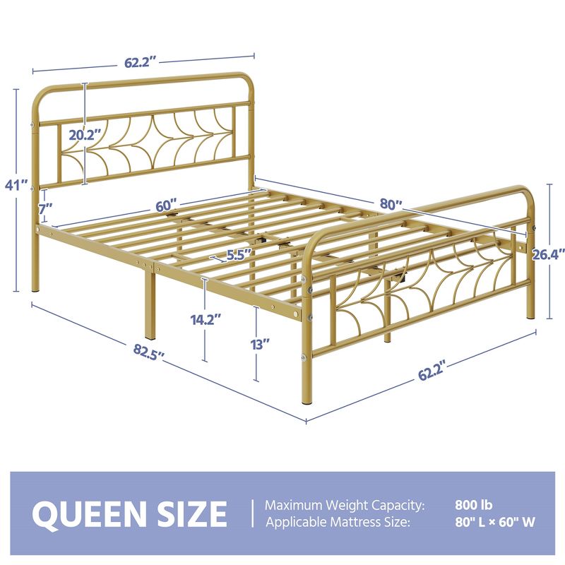Yaheetech Modern Metal Platform Bed with Headboard, 4 of 12