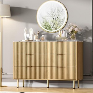 Dresser for Bedroom, 6 Drawer Dresser, Modern Chest of Drawers, Wood Drawer Organizer for Bedroom, Living Room, Hallway, Entryway - 1 of 4