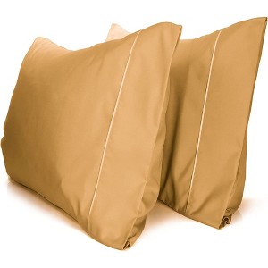 LuxClub 2 PC Performance Microfiber Solid Pillowcase Set - 1 of 3