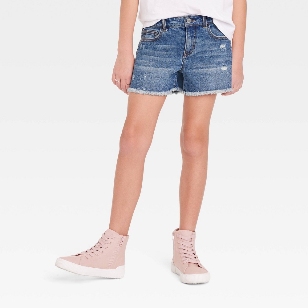 Girls' Mid-Rise Jean Shorts - art class™ Dark Wash L