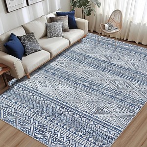 Distressed Area Rug for Living Room Machine Washable Stain-Resistant Non-Slip Large Carpet, Non-Shedding Low Pile Rug for Dining Room - 1 of 4