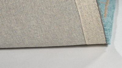 Hand-Tufted Turquoise and Beige Wool Rectangular Area Rug