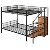 NicBex Twin Over Full Metal Bunk Bed,Versatile Loft Bed with Lateral Storage Ladder and Wardrobe for Bedroom,Black/White - 4 of 4