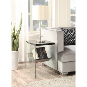 HomeStock Belmont Minimalist Glass End Table with Lower Shelf, Clear Side Panels, Particleboard Top and Modern Contemporary Design - 1 of 4