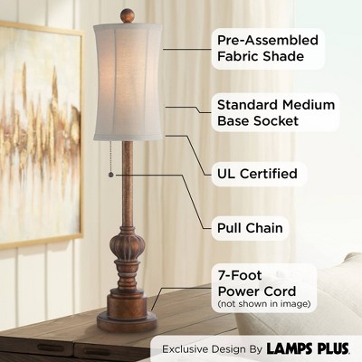 Bronze Traditional Buffet Table Lamps Set with Oatmeal Shades