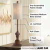 Regency Hill Traditional Buffet Table Lamps 28" Tall Set of 2 Warm Brown Wood Tone Fabric Drum Shade for Dining Room - 3 of 4
