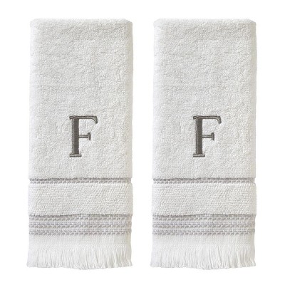 SKL Home By Saturday Knight Ltd Casual Monogram Hand Towel Set A - 2-Count - 16X26", White