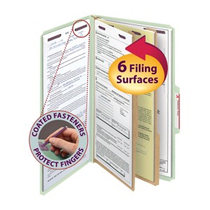 Smead Pressboard Classification File Folder with SafeSHIELD  Fasteners, 2 Divider, 2" Expansion, Legal Size, 10 per Box - 1 of 4