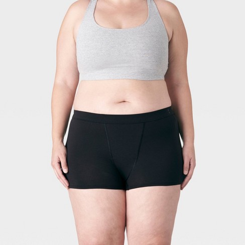Thinx For All Women's Plus Size Moderate Absorbency Boy Shorts Period  Underwear - Black 2x : Target