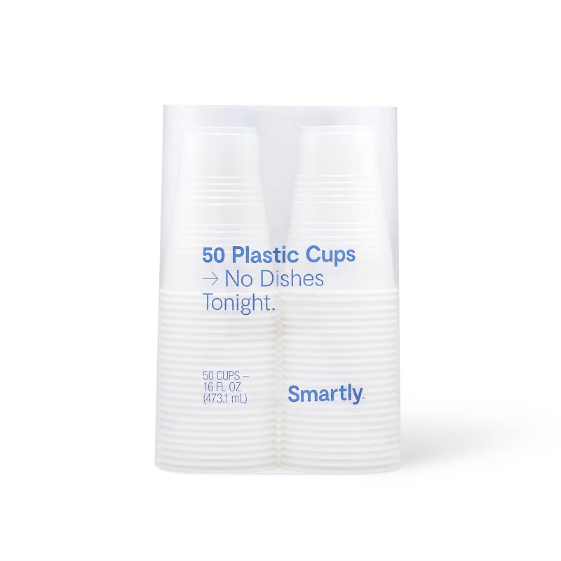 Clear Disposable Cup - 16 fl oz - 50ct - Smartly&#8482;, 1 of 5