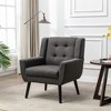 Lyngins Linen Blend Accent Chair, Upholstered Armchair with Curved Back, Modern Sofa Chair, Comfy Reading Chair for Living Room, Home Office - 2 of 4