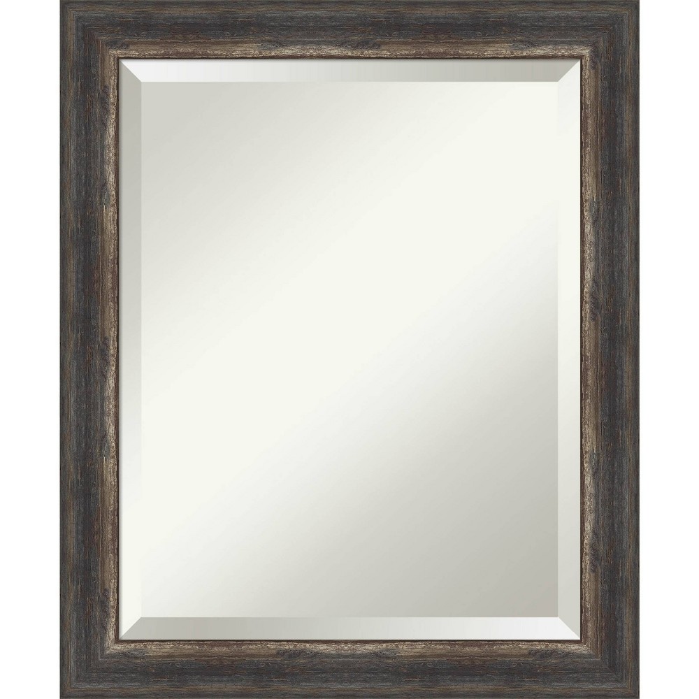 Photos - Wall Mirror 20" x 24" Bark Rustic Framed Bathroom Vanity  Charcoal - Amanti