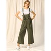 Allegra K Women's High Waist Wide Leg Belted Button Long Overalls Jumpsuit - 3 of 4