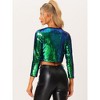 Allegra K Women's Sequin Sparkly Party 3/4 Sleeve Open Front Crop Bolero Shrug - 4 of 4