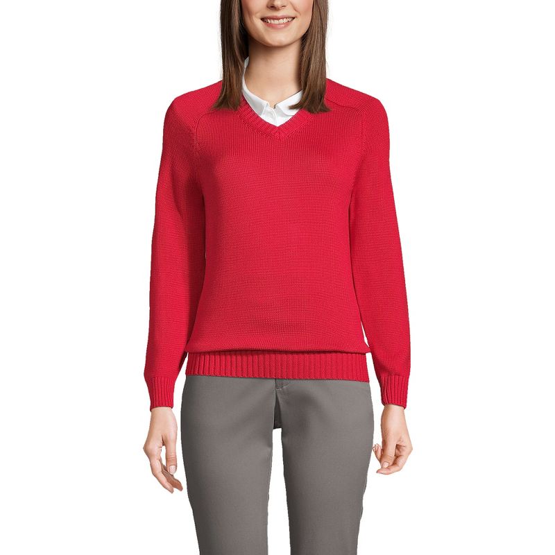 School Uniform Young Women's Cotton Modal V-neck Sweater, 3 of 5