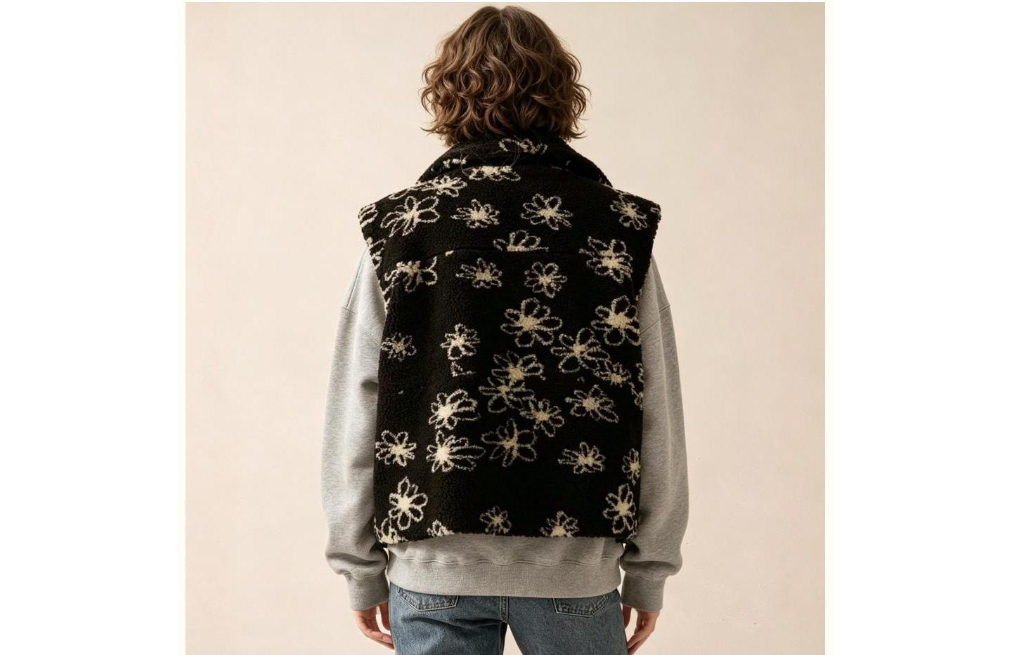 Женский жилет YesFashion Fleece Floral Vest Casual Sleeveless Full Length Zip Up Sleeveless Collared Fashion Winter Outerwear with Pockets M Black, цвет: С принтом — фото 3