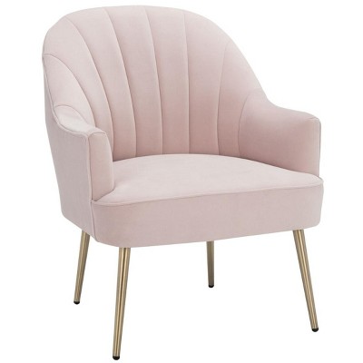 Areli Light Pink Velvet and Gold Accent Chair