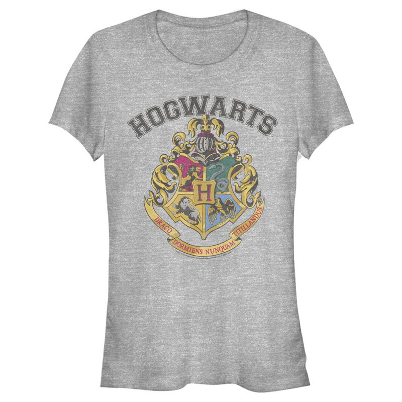Juniors Womens Harry Potter Vintage Hogwarts Crest T-Shirt, 1 of 5