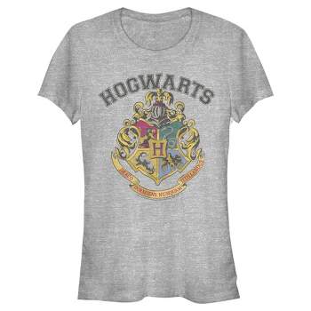 Juniors Womens Harry Potter Vintage Hogwarts Crest T-Shirt