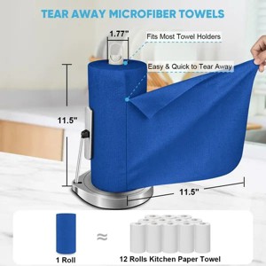50‑Pack Tear‑Away Dark Blue Microfiber Cleaning Cloth Roll, Lint‑Free ...
