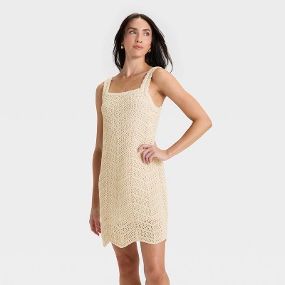 Women's Crochet Mini Shift Dress - A New Day™