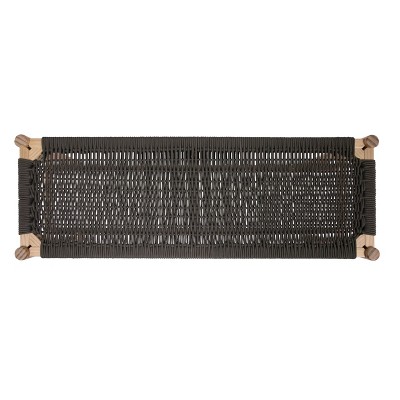 Fernway Blonde Solid Wood and Woven Rope Entryway Bench
