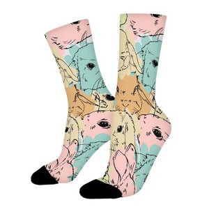 Cute Rabbit Bunny Women Printed Crew Socks Funny Funky Socks Soft Polyester Novelty Gifts for Artists Men - 1 of 1