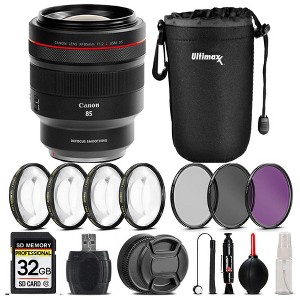 Canon RF 85mm L USM DS Lens + 4PC Macro Kit + UV, CPL, FLD Filter, ULTIMAXX Lens Pouch - 32GB - 1 of 4