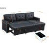 NicBex Line Sleeper Sectional Sofa,L-Shaped Couch with Reversible Storage Chaise for Living Room,Apartment,Office,Black - 3 of 4