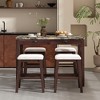 Whisen Modern 5-Piece Faux Marble Versatile Bar Table Set with Storage Drawers and Padded Stools - 3 of 4