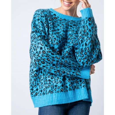 Women's LEOPARD MOHAIR CREWNECK SWEATER - &merci