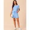 cheibear Women's Summer Soft Short Sleeves Tops with Ruffle Shorts Lounge Pajamas Sets - 2 of 4
