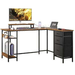 GALAXHERO 55-Inch L-Shaped Gaming Desk, Corner Computer Desk with Storage, Power Outlets & LED Lights, Office/Gaming Desk for Bedroom - 1 of 4