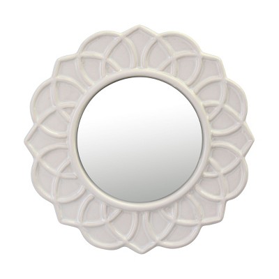 8 Decorative Ceramic Wall Mirror Ivory - Stonebriar Collection : Target