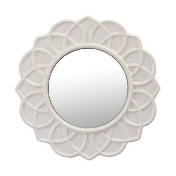 Round Ceramic Floral Wall Hanging Mirror White - Stonebriar Collection