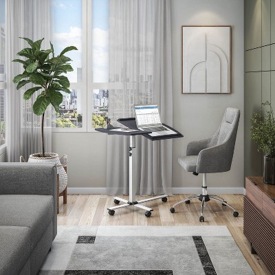 NicBex Home Office Desk Height Adjustable Computer Desk with Scroll Wheels, Wooden Desktop and Metal Legs for Study and Work