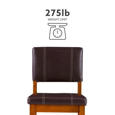 Milano 24" Medium Walnut and Dark Brown Faux Leather Counter Stool