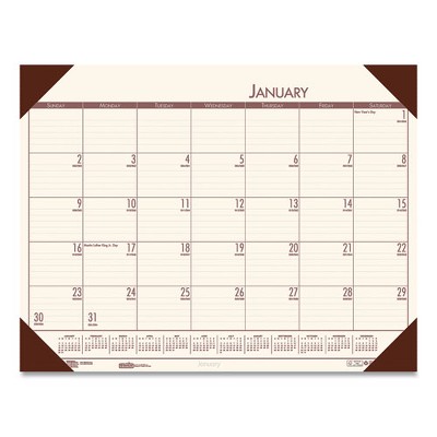 EcoTones Recycled Monthly Desk Pad Calendar, 22 x 17, Moonlight Cream Sheets, Brown Corners, 12-Month (Jan to Dec): 2025