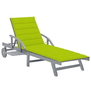 vidaXL Patio Sun Lounger with Cushion Solid Acacia Wood - 1 of 4