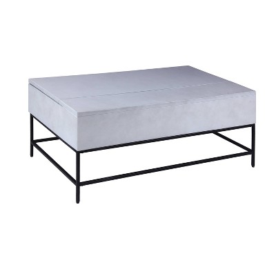 46" Lift Top Storage Mango Wood Coffee Table with Tubular Metal Base White/Black - The Urban Port