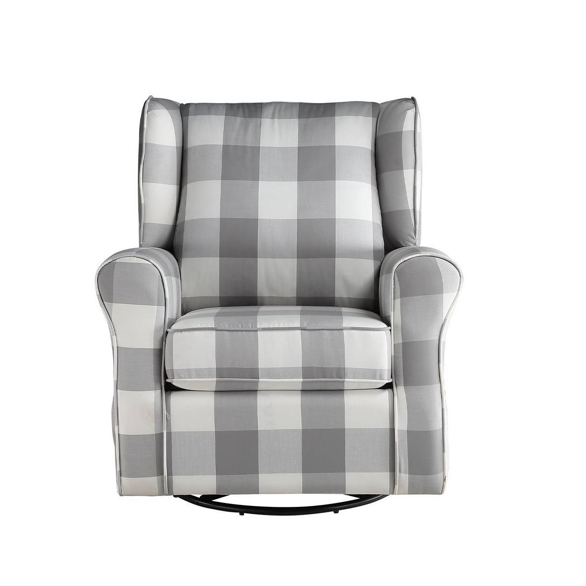 Acme Furniture Patli 35" Accent Chairs Gray Fabric: Flannel Upholstery, Swivel Base, Wood & Metal Frame - thumbnail 6
